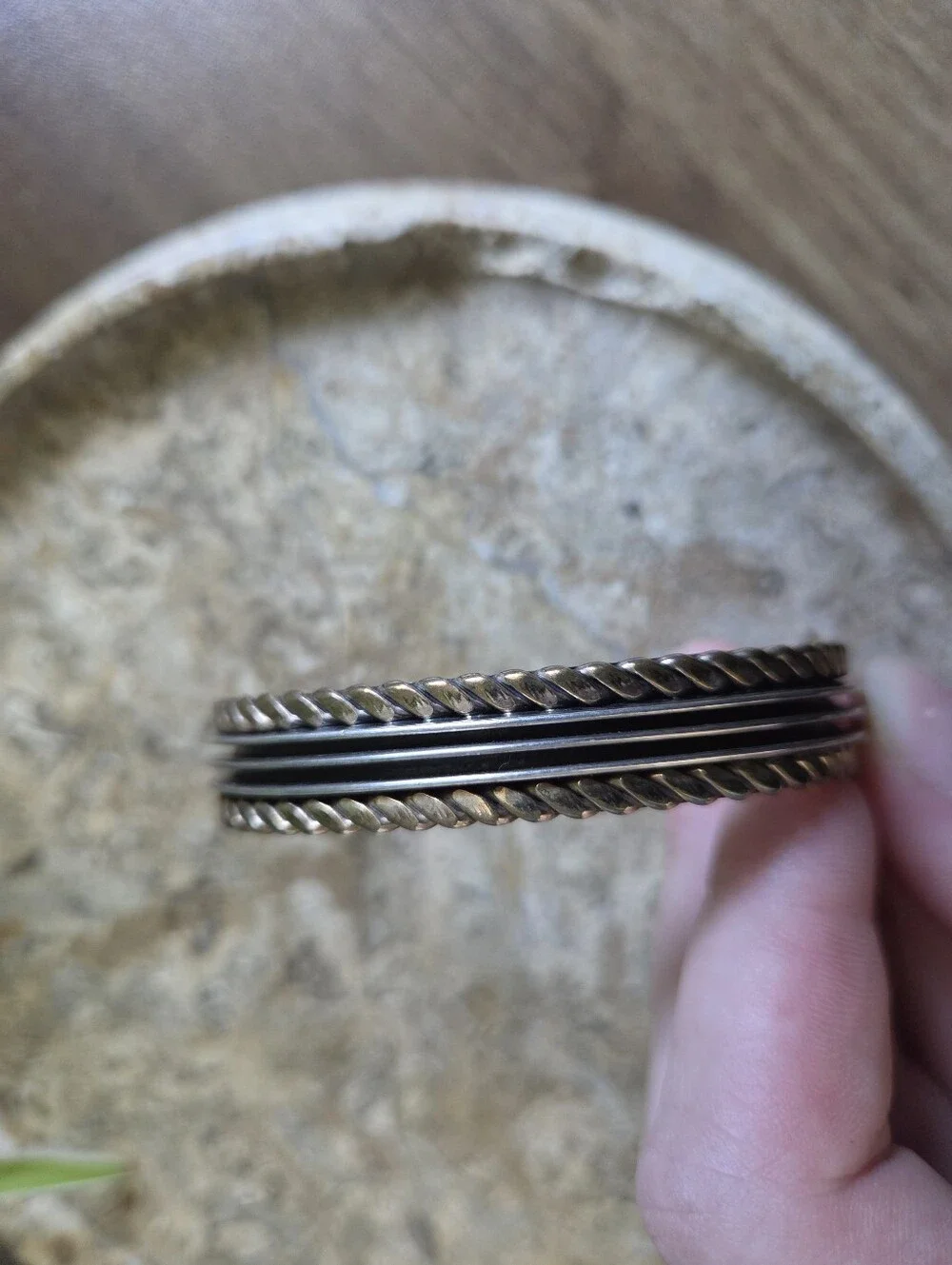 Tom Hawk Sterling 925 and Brass Navajo Native Cuff Bracelet